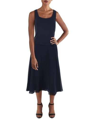 Jessica Howard Chiffon Sleeveless Midi Dress - Blue