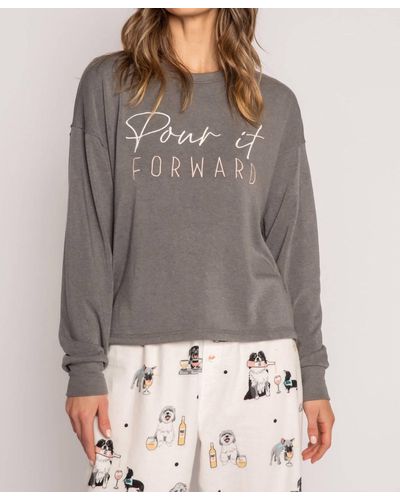 Pj Salvage Pour It Forward Long Sleeve Top In Gray