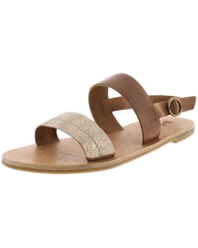 Frye Ally 2 Leather Slingback Flat Sandals - Brown