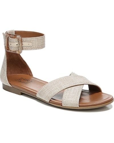 Naturalizer Sausalito Criss-cross Front Ankle Strap Flat Sandals - Metallic