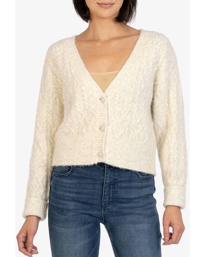 Kut From The Kloth Petra Button Down Crop Cardigan - White