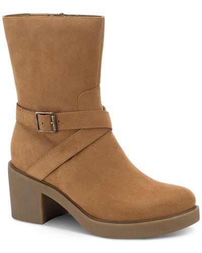 Style & Co. Bessiee Faux Leather Round Toe Booties - Brown