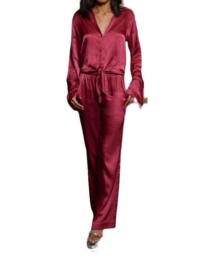 Lamade Sutton Wide Leg Silky Pant - Red