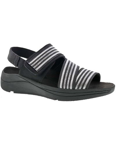 Drew Sutton Open Toe Adjustable Wedge Sandals - Black
