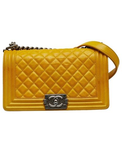 Chanel Boy Leather Shoulder Bag (pre-owned) - Yellow