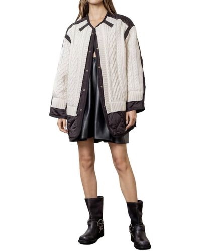 Moon River Quilted Mixed Media Jacket - Gray