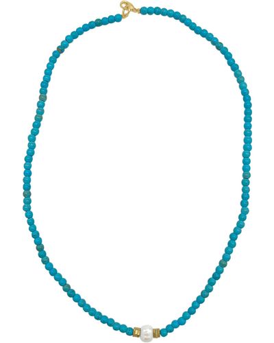 Adornia Beaded Necklace - Blue