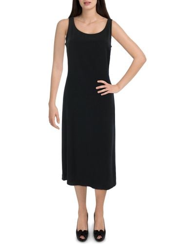 Eileen Fisher Crinkled Full-length Shift Dress - Black