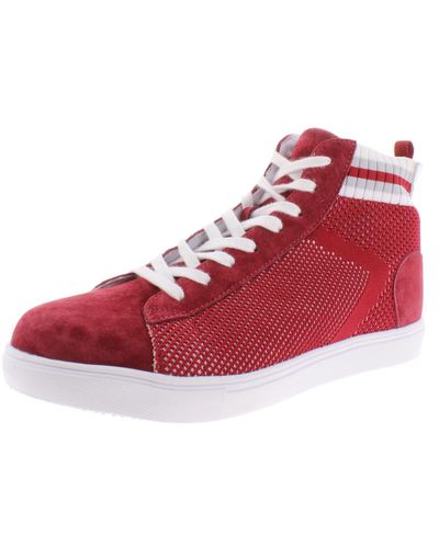 Propet Nova Faux Suede High Top Fashion Sneakers - Red