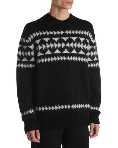 Moncler Geometric Knit Crewneck Sweater - Black