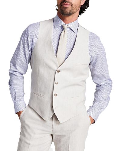 BarIII Linen Slim Fit Suit Vest - White