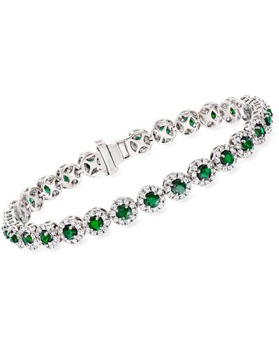 Ross-Simons Emerald And Diamond Tennis Bracelet - Green
