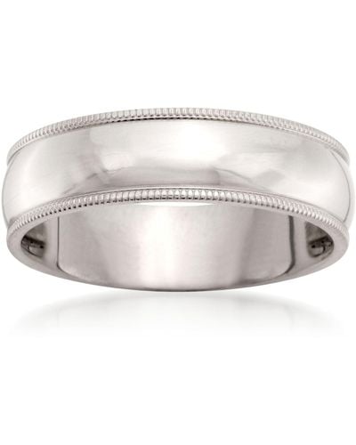 Ross-Simons 6mm 14kt White Gold Milgrain Wedding Ring