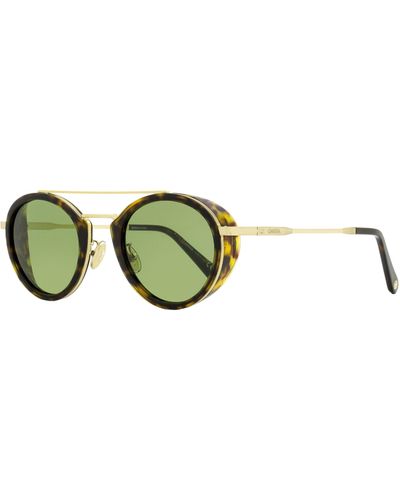 Omega Oval Blinkers Sunglasses Om0021h Havana/gold 52mm - Green