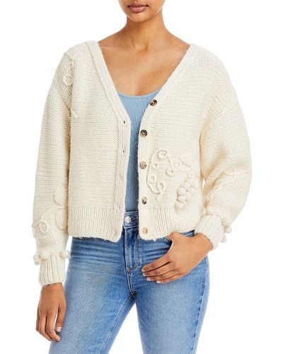 RHODE Nora Alpaca Knit Cardigan Sweater - White