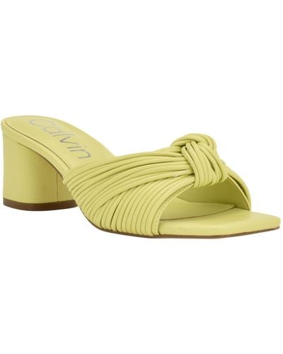 Calvin Klein Faux Leather Slip-on Strappy Sandals - Yellow