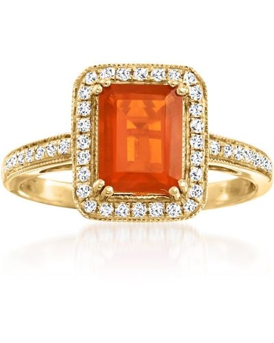 Ross-Simons Fire Opal And Diamond Ring - Orange