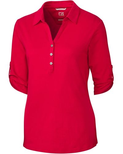 Cutter & Buck Ladies' Elbow-sleeve Thrive Polo Shirt - Red