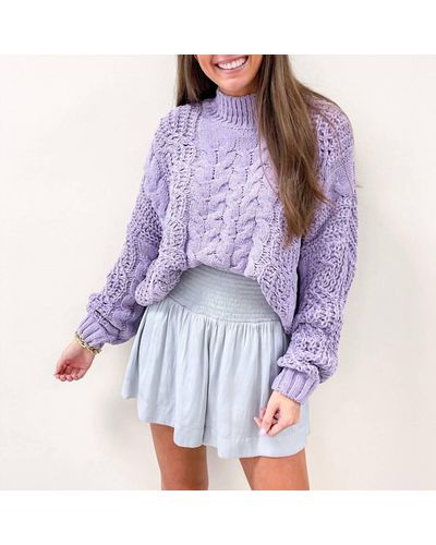 Pol Lily Mock Neck Sweater - Purple