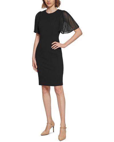 Calvin Klein Butterfly Sleeve Knee-length Sheath Dress - Black