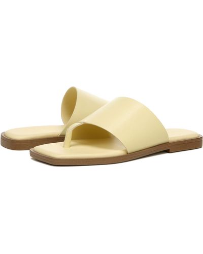 Franco Sarto Merci Leather Slip On Slide Sandals - Metallic