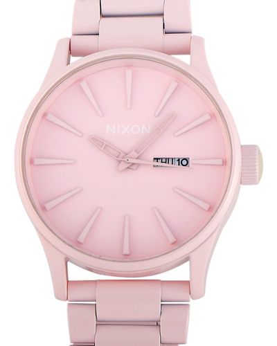 Nixon Sentry Ss 42 Mm All Matte Petal Stainless Steel Watch A356 3164 - Pink