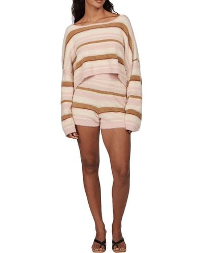 Charlie Holiday Tellow Knit D Crop Pullover Sweater - Natural