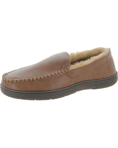 Haggar Venetian Faux Leather Loafer Slippers - Brown