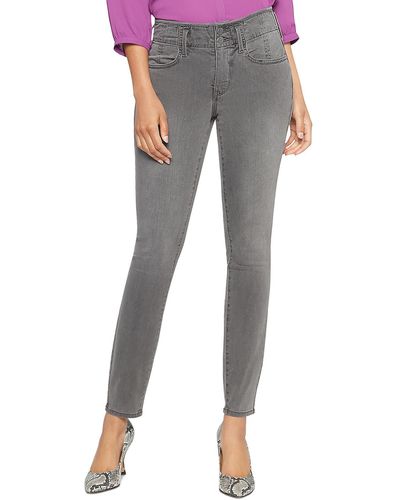 NYDJ High Rise Solid Skinny Jeans - Gray