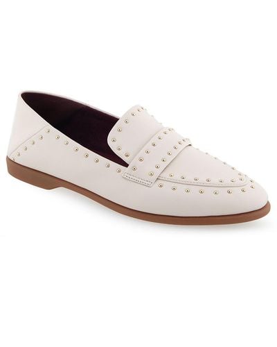 Aerosoles Beatrix Leather Studded Loafers - White