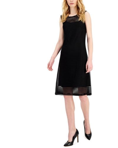 Donna Karan Illusion Sleeveless Shift Dress - Black