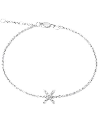 Monary Diamond "x" Initial Bracelet 7+1" - Metallic
