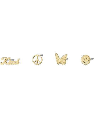 Fossil La La Land Gold-tone Stainless Steel Stud Earrings Set - Metallic