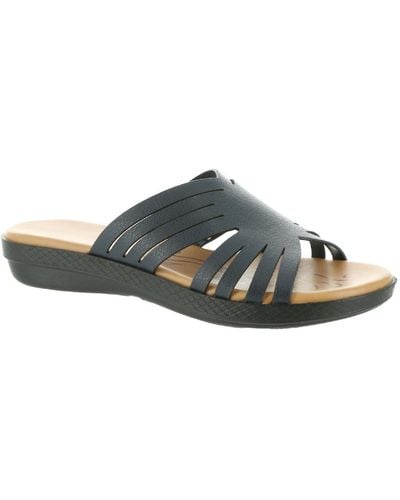 Easy Street Audra Faux Leather Summer Slide Sandals - Blue