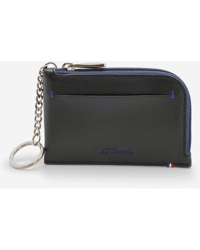 S.t. Dupont S. T. Dupont "line D" Slim And Cowhide And Leather Coin Purse And Key Ring - Black