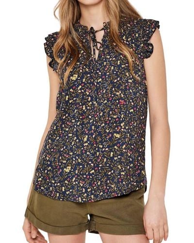 Apricot Floral Forest Top - Black