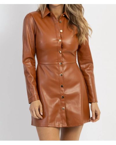 Olivaceous Sandino Leather Mini Dress - Brown