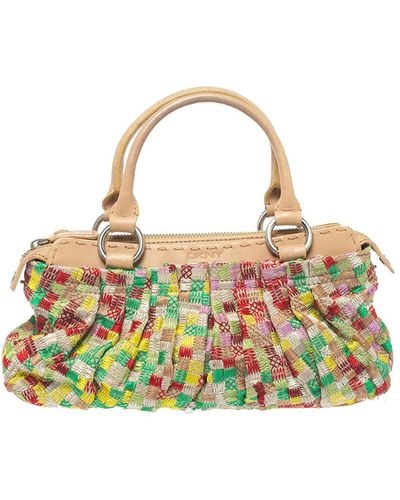 DKNY Color Canvas Embroidered Tote - Green
