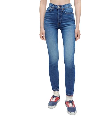 RE/DONE 90's High Rise Ankle Crop Jean - Blue