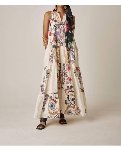 Carolina K Vall Dress In Scrolls Multi Print Pattern - Natural