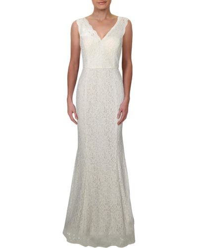 Adrianna Papell Lace Sleeveless Evening Dress - White
