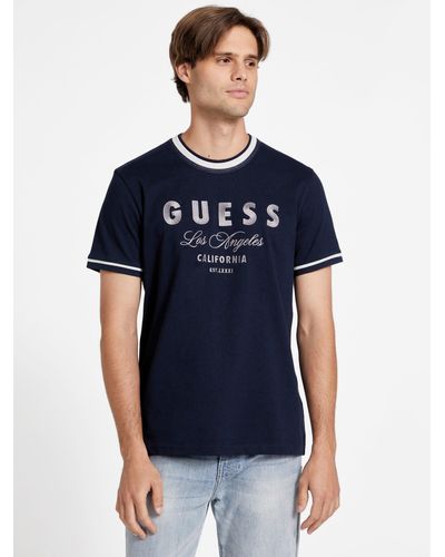 Guess Factory Nathaniel Embroidered Logo Tee - Blue