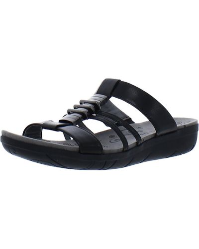 BareTraps Leather Slip-on Wedge Sandals - Black