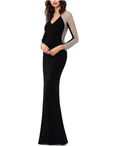 Xscape Petites Embellished Mesh Evening Dress - Black