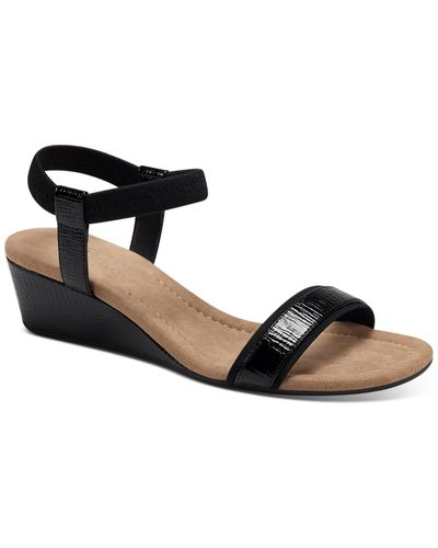 Alfani Valli Ankle Strap Comfort Wedge Sandals - Brown