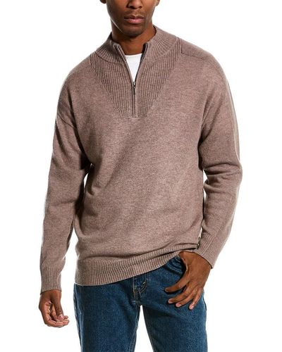 SCOTT & SCOTT LONDON Wool & Cashmere-blend 1/4-zip Mock Sweater - Brown