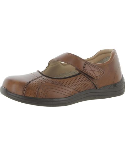 Drew Heather Leather Perforated Mary Janes - Brown