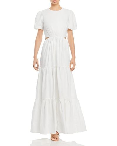 Wayf Puff Sleeve Long Maxi Dress - White