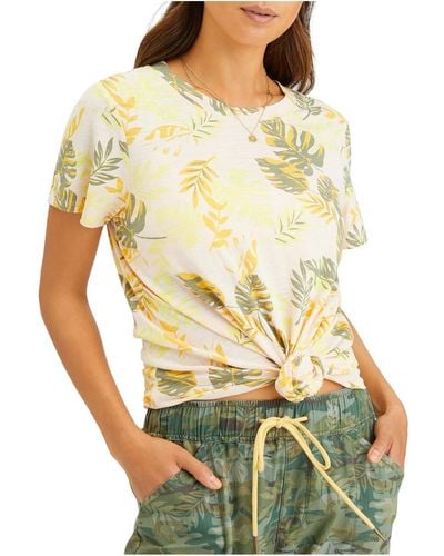 Sanctuary Perfect Knot Crew K Cotton Pullover Top - Yellow