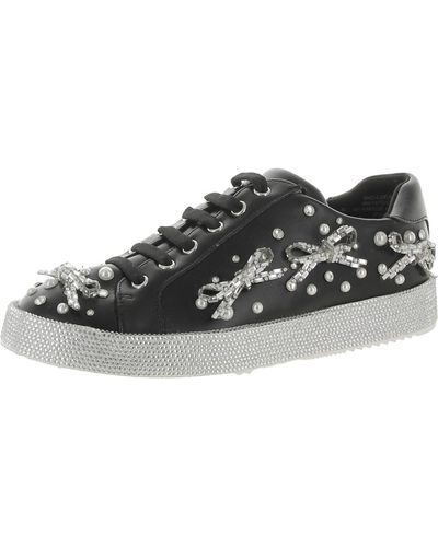 INC Faux Leather Embellished Casual And Fashion Sneakers - Black